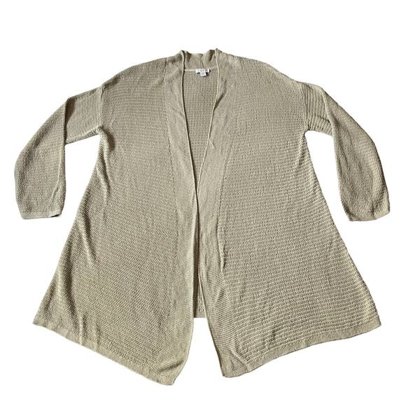 J. Jill Linen Blend Knit Lightweight Open Front Beach Cardigan Size L Neutral - Picture 1 of 10